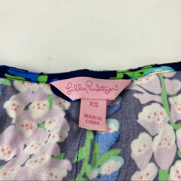 Lilly Pulitzer Womens XS Bluebell Print Dress Cap Sleeve Belted - Picture 6 of 8